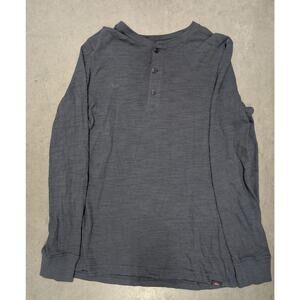 Faherty Sunwashed Henley Long Sleeve Shirt Blue Organic Cotton Casual Surf Style